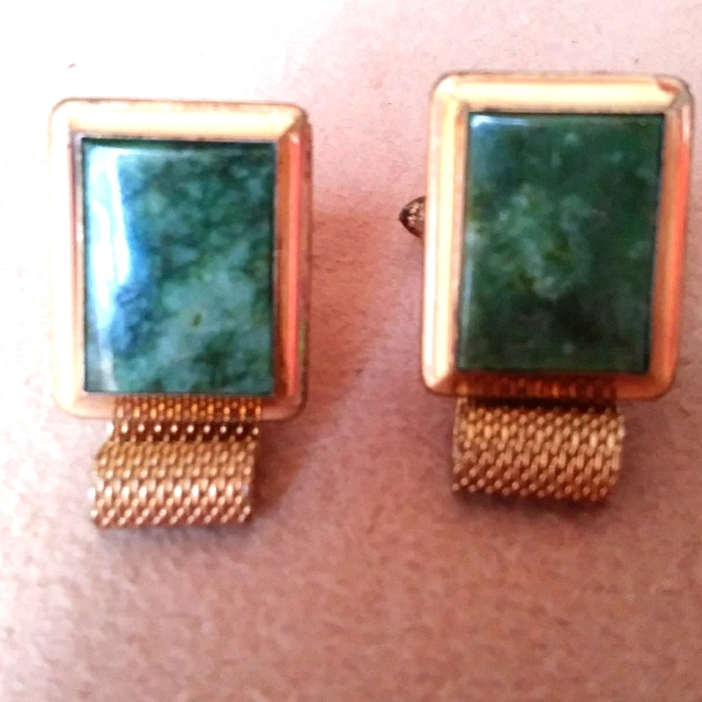 Vintage gold filled and jade cufflinks